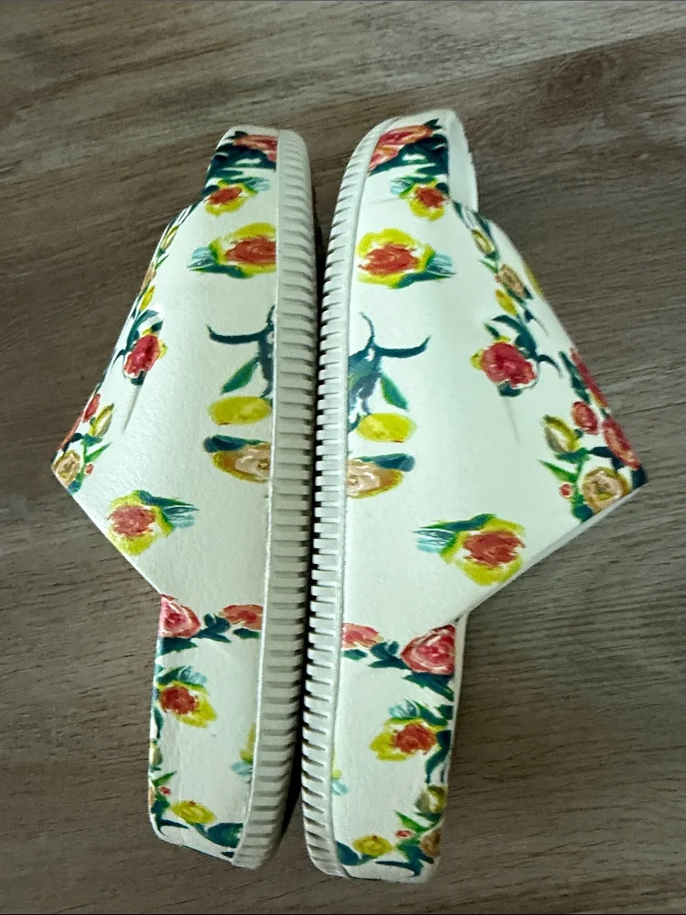 Nike White Slide Sandals with Pink Floral Print